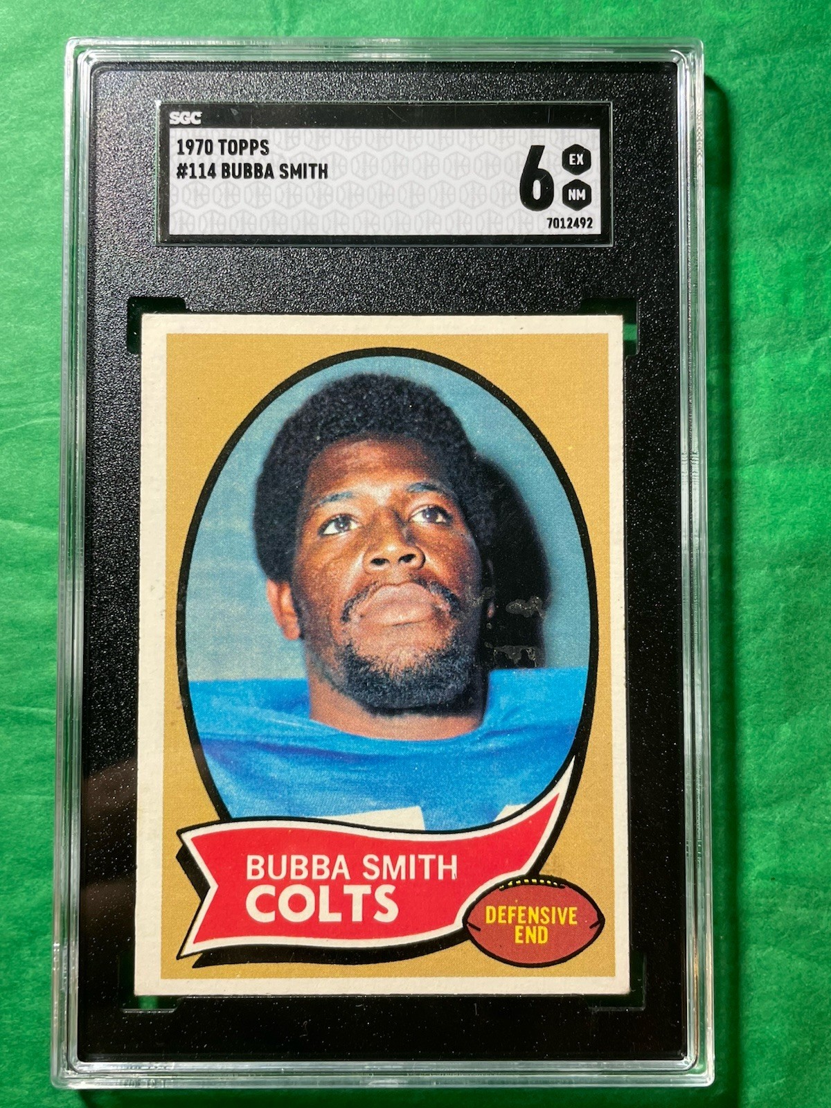 1970 TOPPS #114, BUBBA SMITH, BALTIMORE COLTS (Rookie Card) – SGC 6 (EX/NM)!!