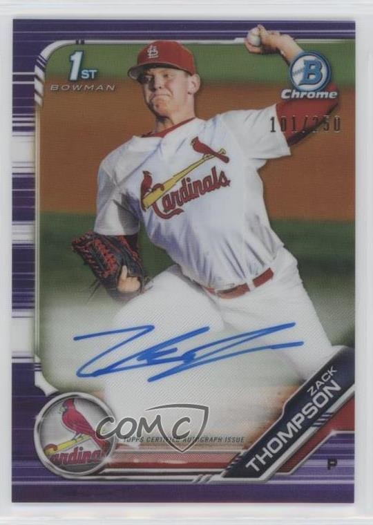 2019 Bowman Draft Chrome Pick Purple Refractor 101/250 Zack Thompson Auto 3ir