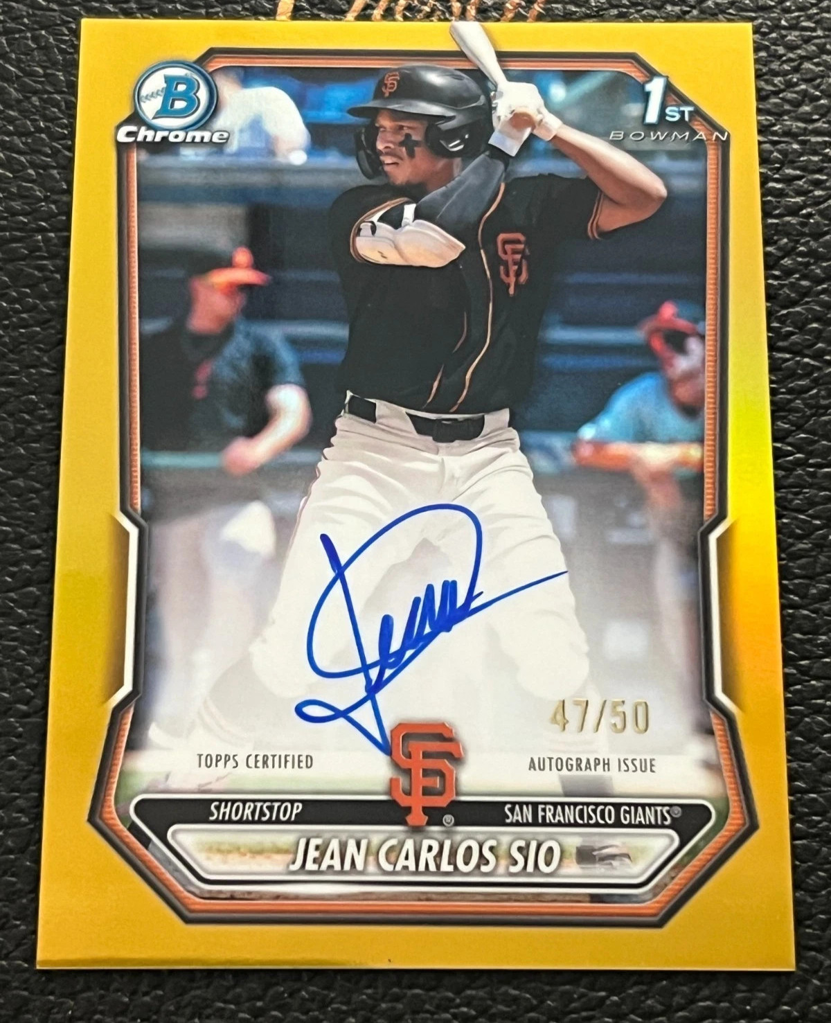 2026 Jean Carlos Sio Bowman Chrome True Gold Refractor AUTO RC /50 1st Giants SP