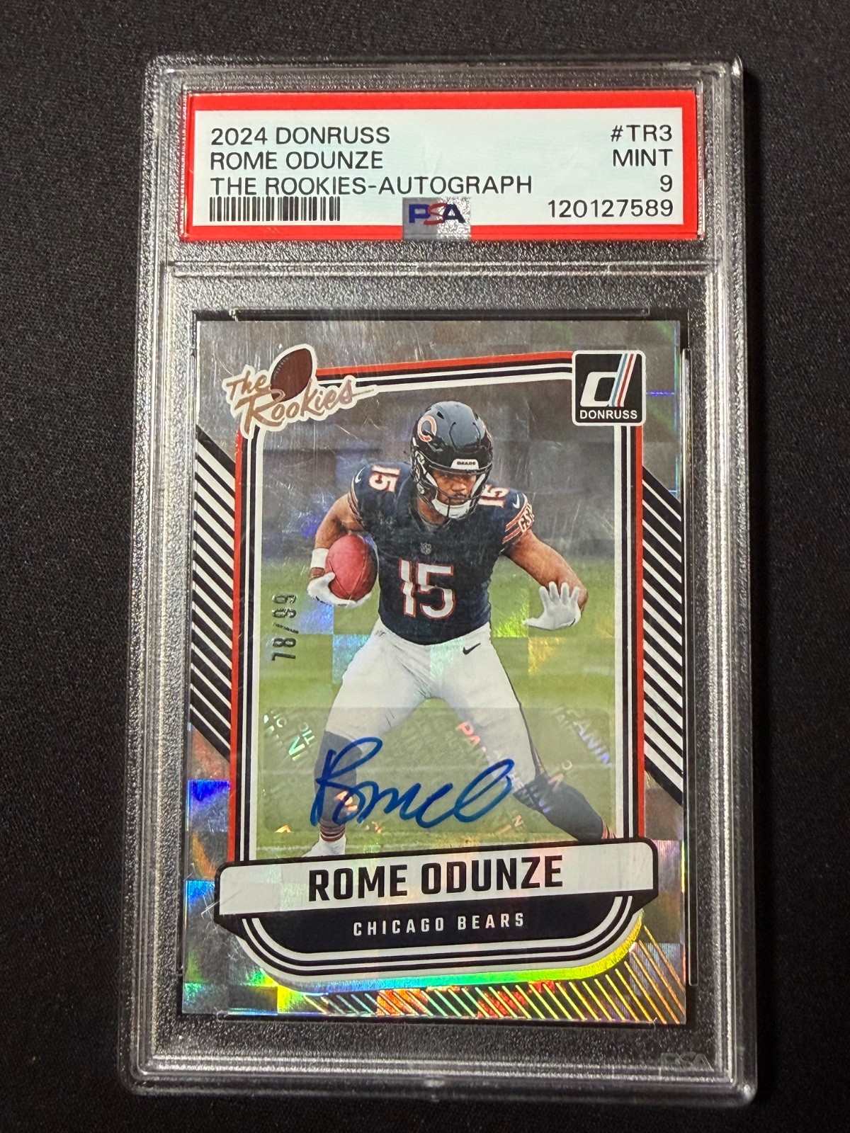 2024 Donruss The Rookies Auto /99 ROME ODUNZE #TR-3 RC Chicago Bears PSA 9