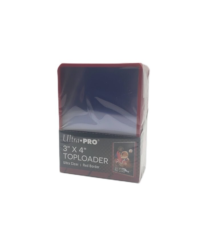 (25-Pack) Ultra Pro Red Border Toploaders 3×4 Topload Trading/Art Card Holders