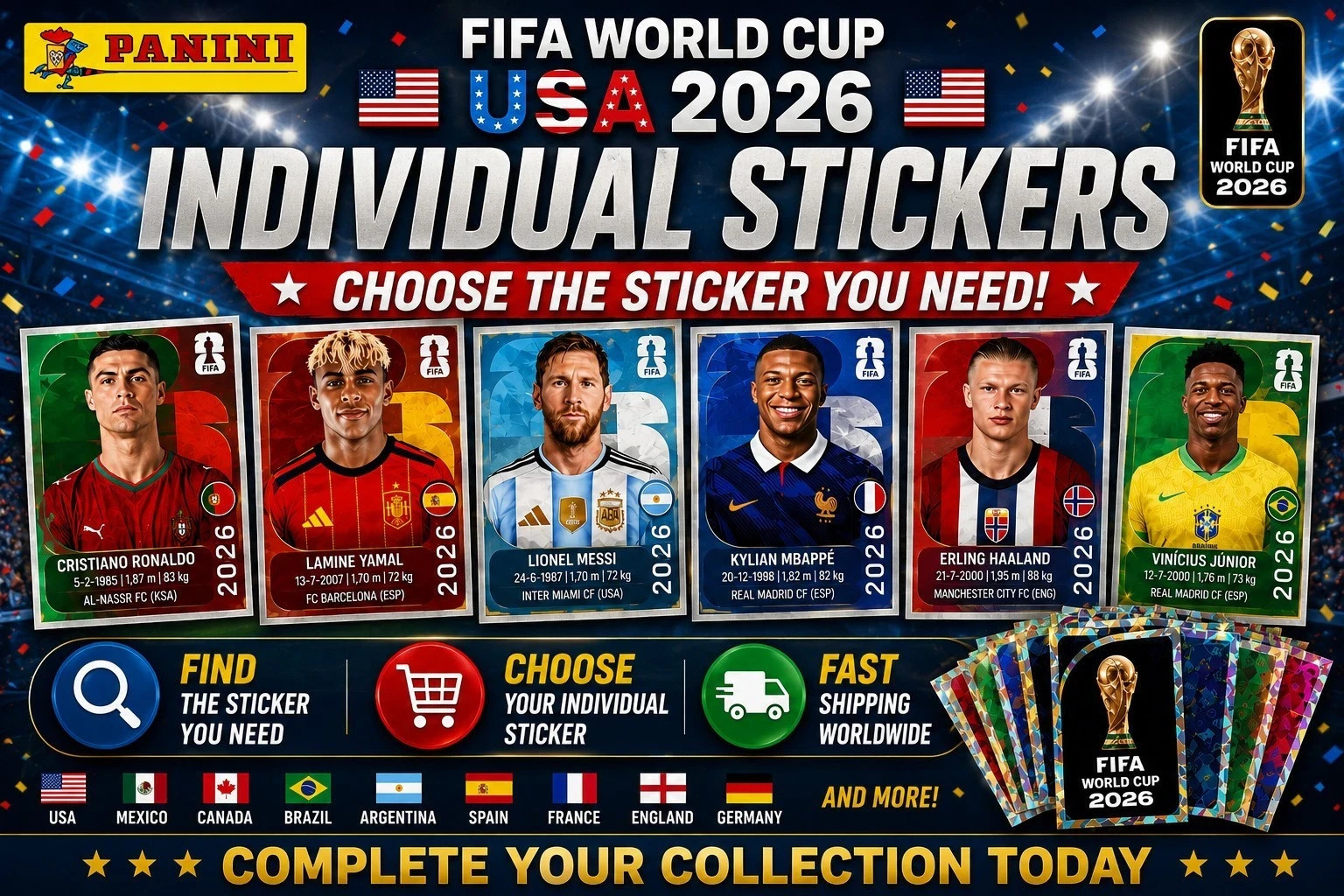 2026 Panini FIFA World Cup Stickers USA Edition #USA -#TUN – Combined Shipping