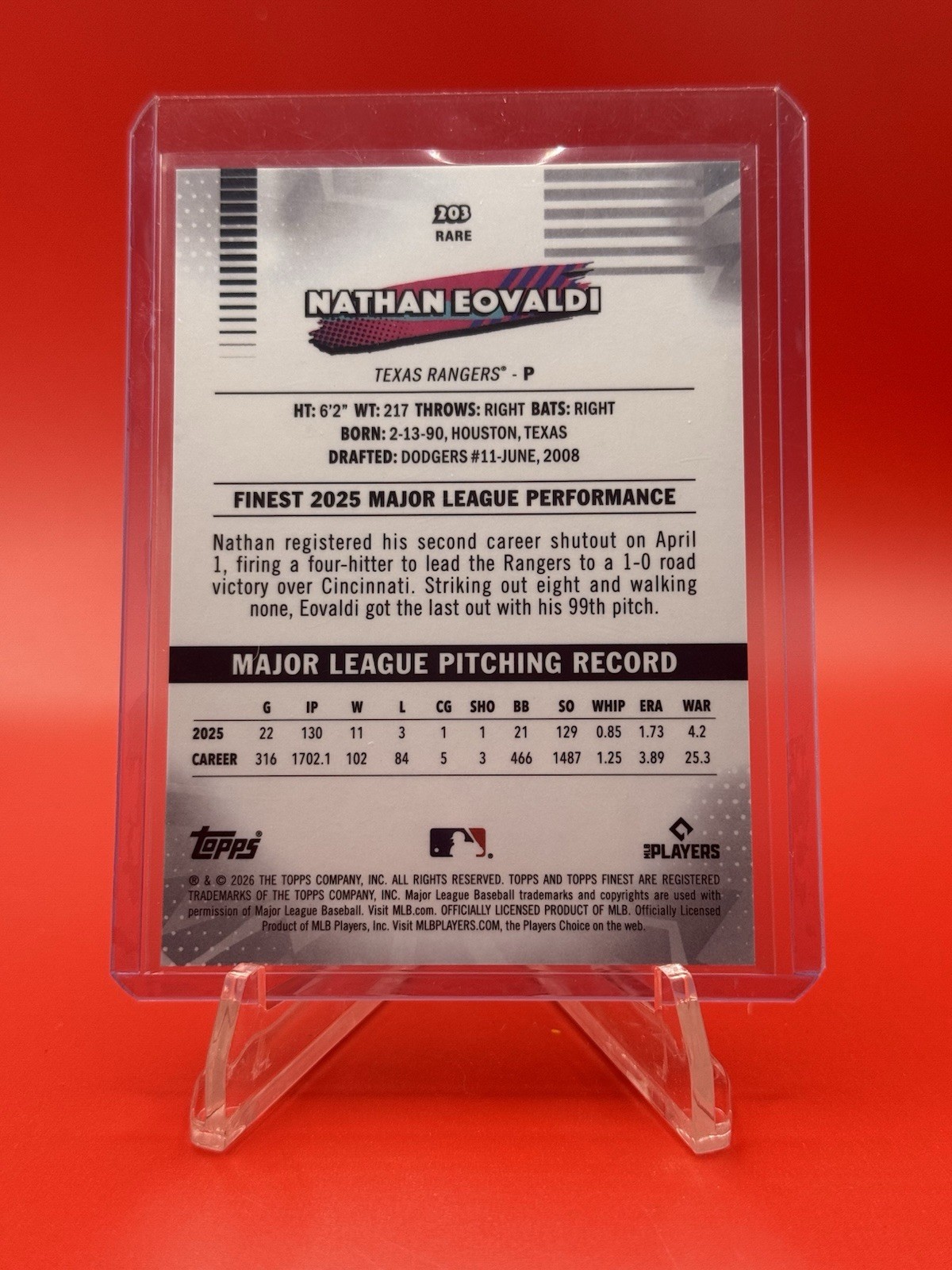 2026 Topps Finest 203 Finest Nathan Eovaldi /75