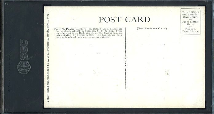 1907-09 Dietsche Postcards Fred Payne. SGC 1 .5 FAIR. (TX5918).