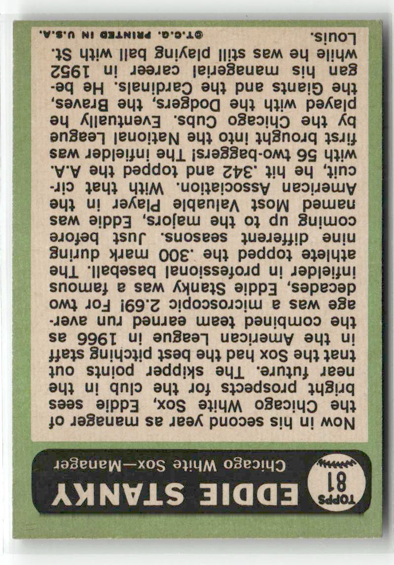 1967 Topps #81 Eddie Stanky EX – EX/MT