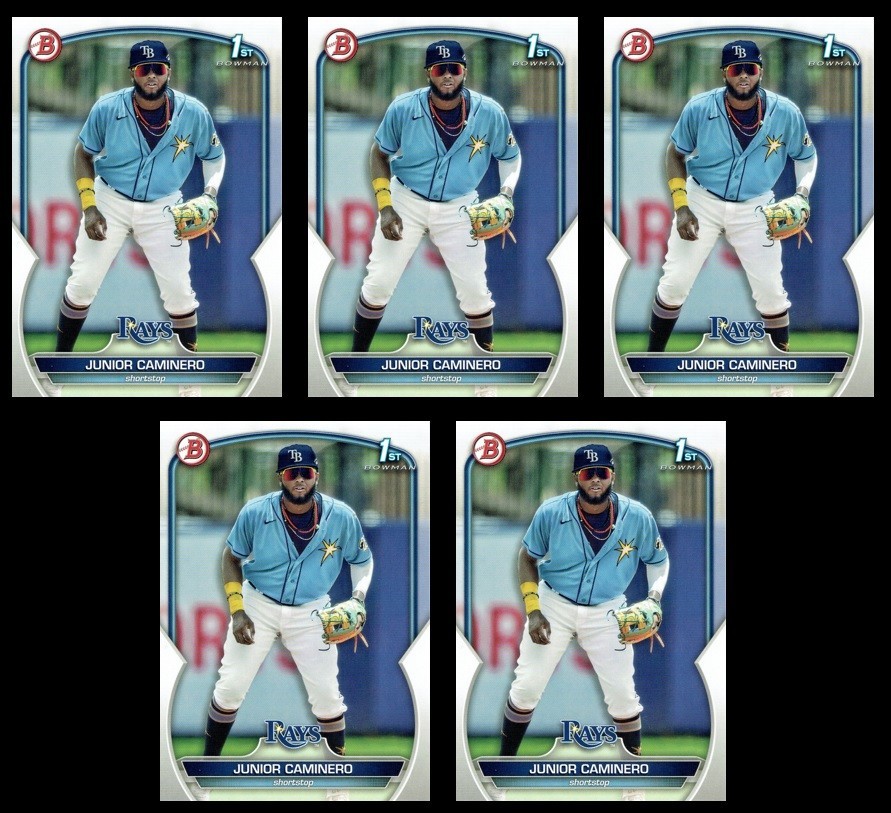 Lot of 5 2023 Bowman #BP-61 Junior Caminero Tampa Bay Rays 1st Bowman