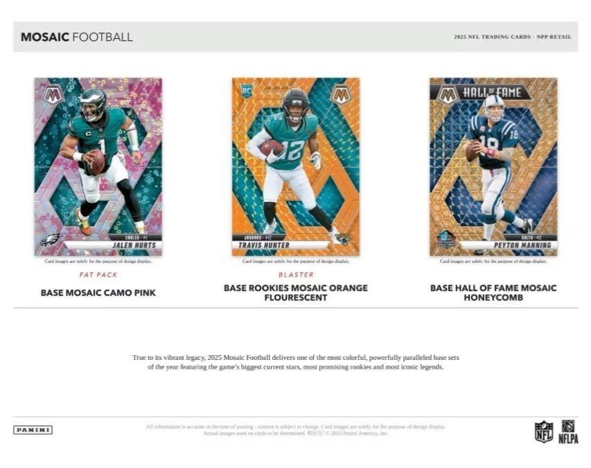 Panini Mosaic 2025 NFL Football Mega Box -NEW- 10 Purple Reactive Parallels