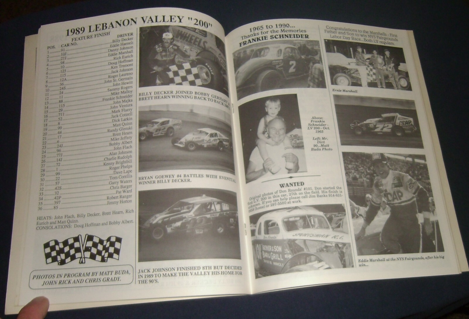 1990 Dirt Trackin Dirt Modified Program Jack Johnson Ricky Wright Billy Decker