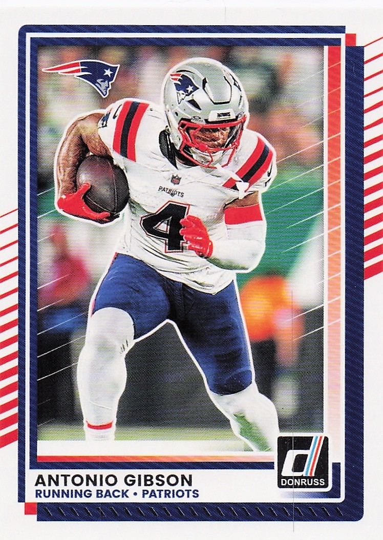 2025 Panini America, Inc. DONRUSS FOOTBALL ANTONIO GIBSON #129 PATRIOTS RUNNING