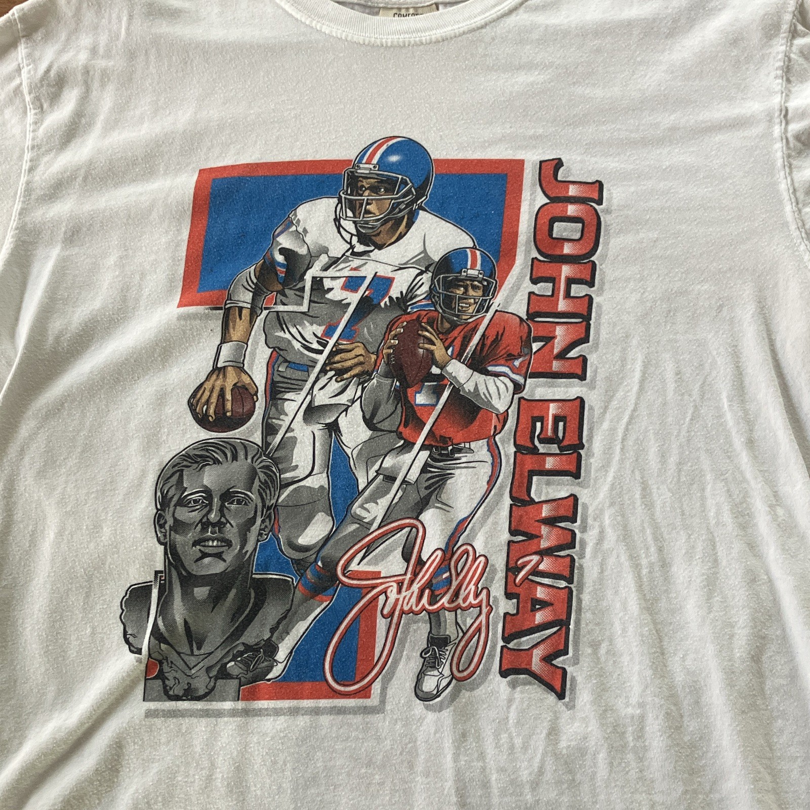 Comfort Colors NFL Denver Broncos John Elway Graphic T-Shirt White Unisex L