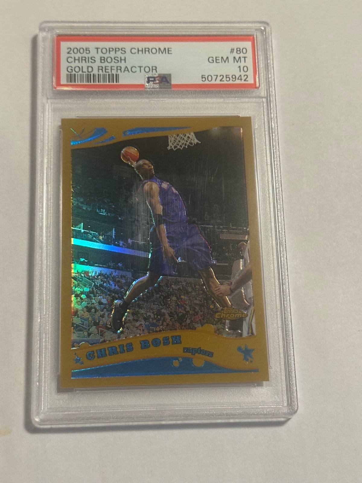 2005-06 Topps Chrome Chris Bosh Gold Refractor #/99 PSA 10 Gem Mint #80 Raptors