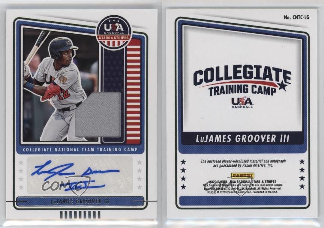 2023 USA Baseball Stars & Stripes Materials Gino Groover LuJames III Auto 19fv