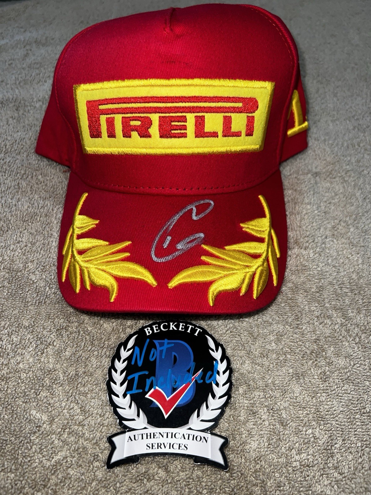 Romain Grosjean Signed Pirelli Podium Hat F1 The Phoenix Superstar Beckett