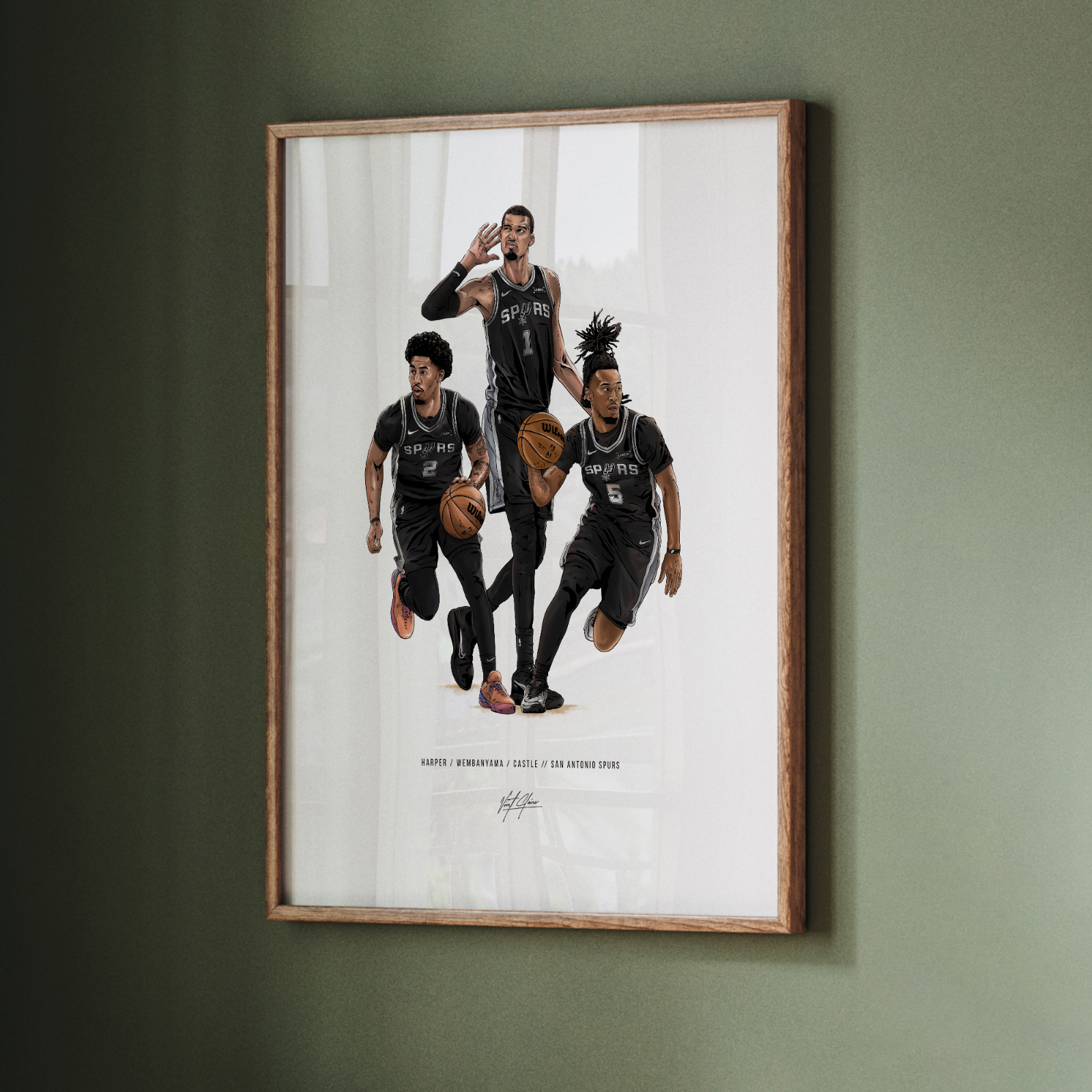 San Antonio Spurs Poster, Wemby, Stephon Castle, Dylan Harper Art Print
