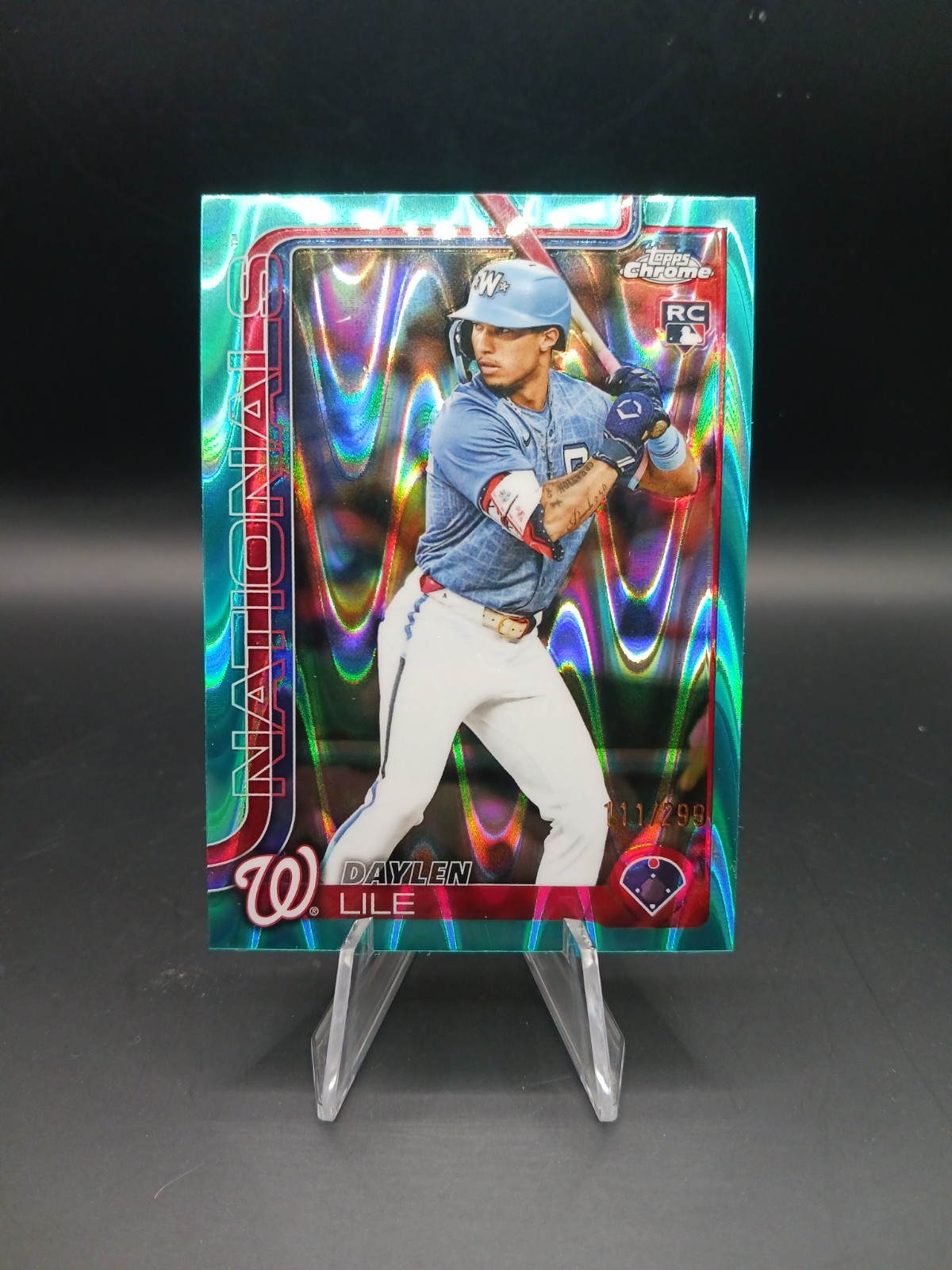 2025 Topps Chrome Daylen Lile Aqua Wave Refractor RC #USC146 /299 Nationals
