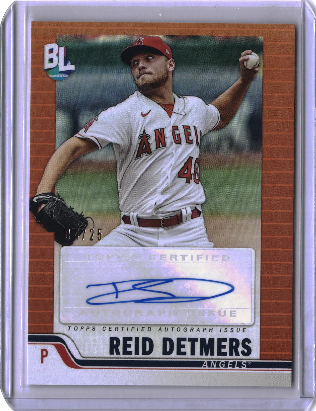 Reid Detmers Big League Autographs Orange Foil Topps Big League – BLA-RD NM /25