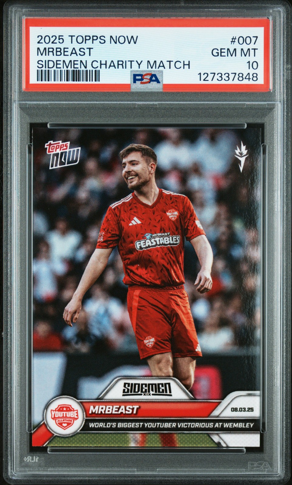 2025 TOPPS NOW SIDEMEN CHARITY MATCH #007 MRBEAST PSA 10