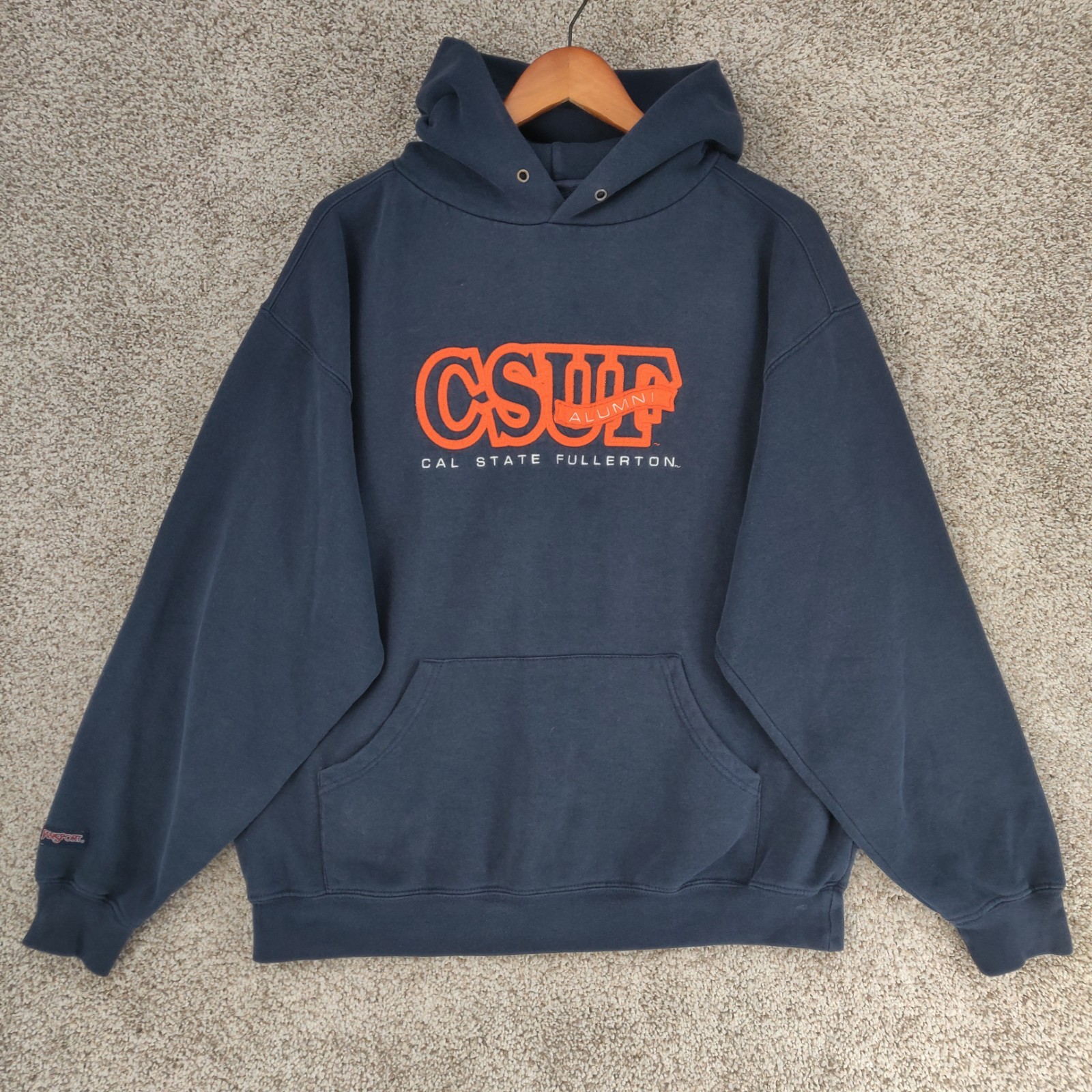 CSUF Alumni Cal State Fullerton Hoodie Mens Large Blue Embroidered Logo Jansport