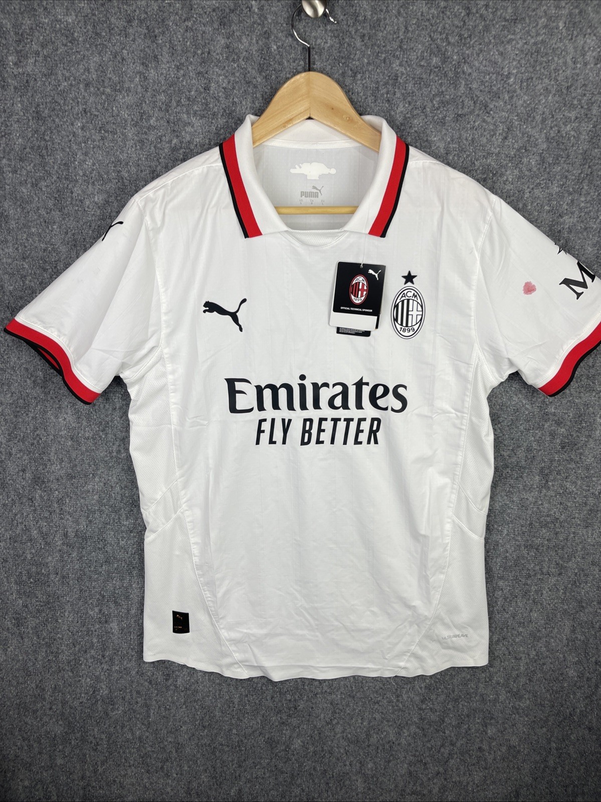AC Milan Jersey Mens Large White Puma Ultra Weave Authentic Away Kit 2024/25
