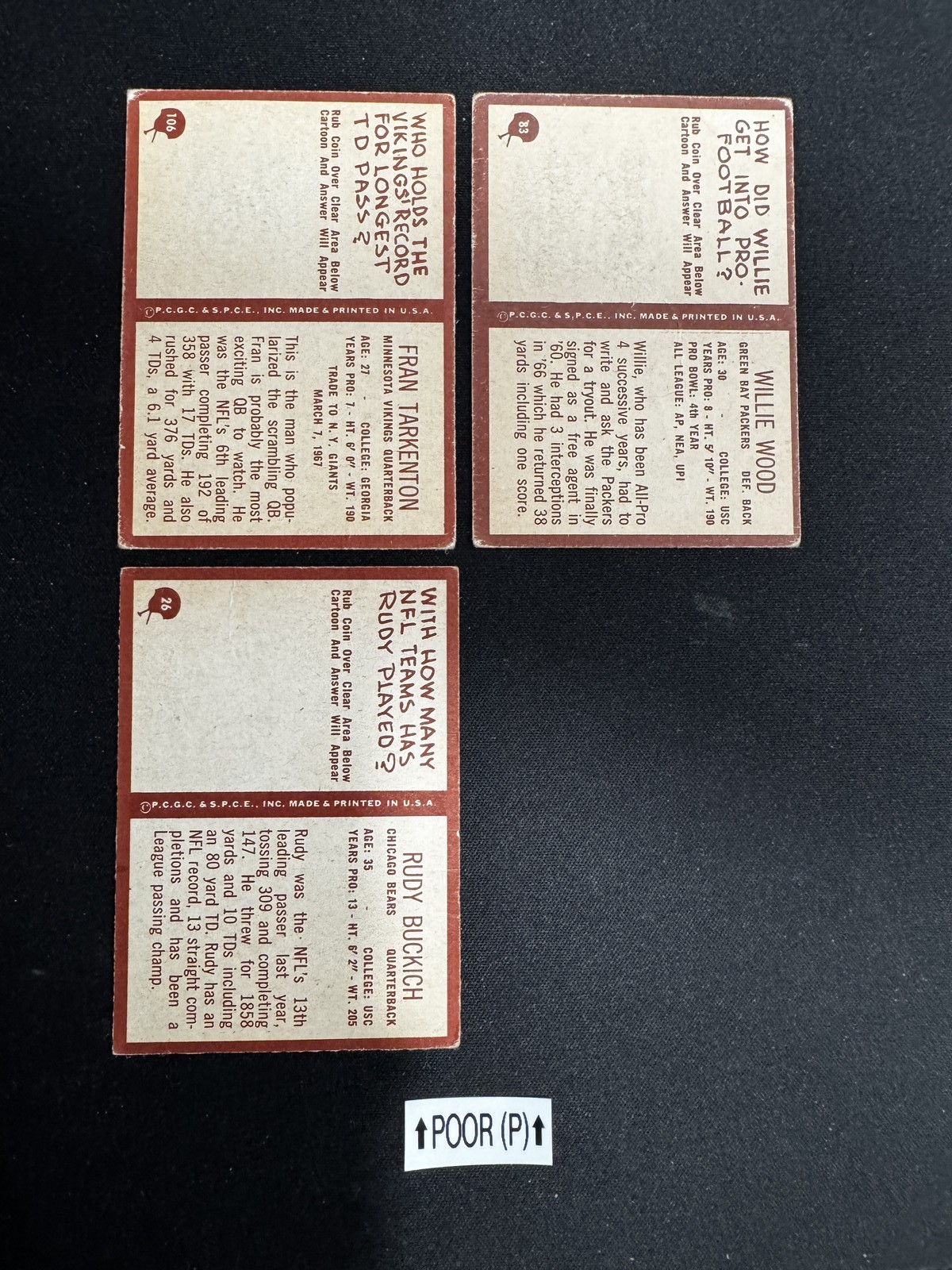 1967 Philadelphia Football Cards 1-198 (P-NM) – You Pick – Complete Your Set