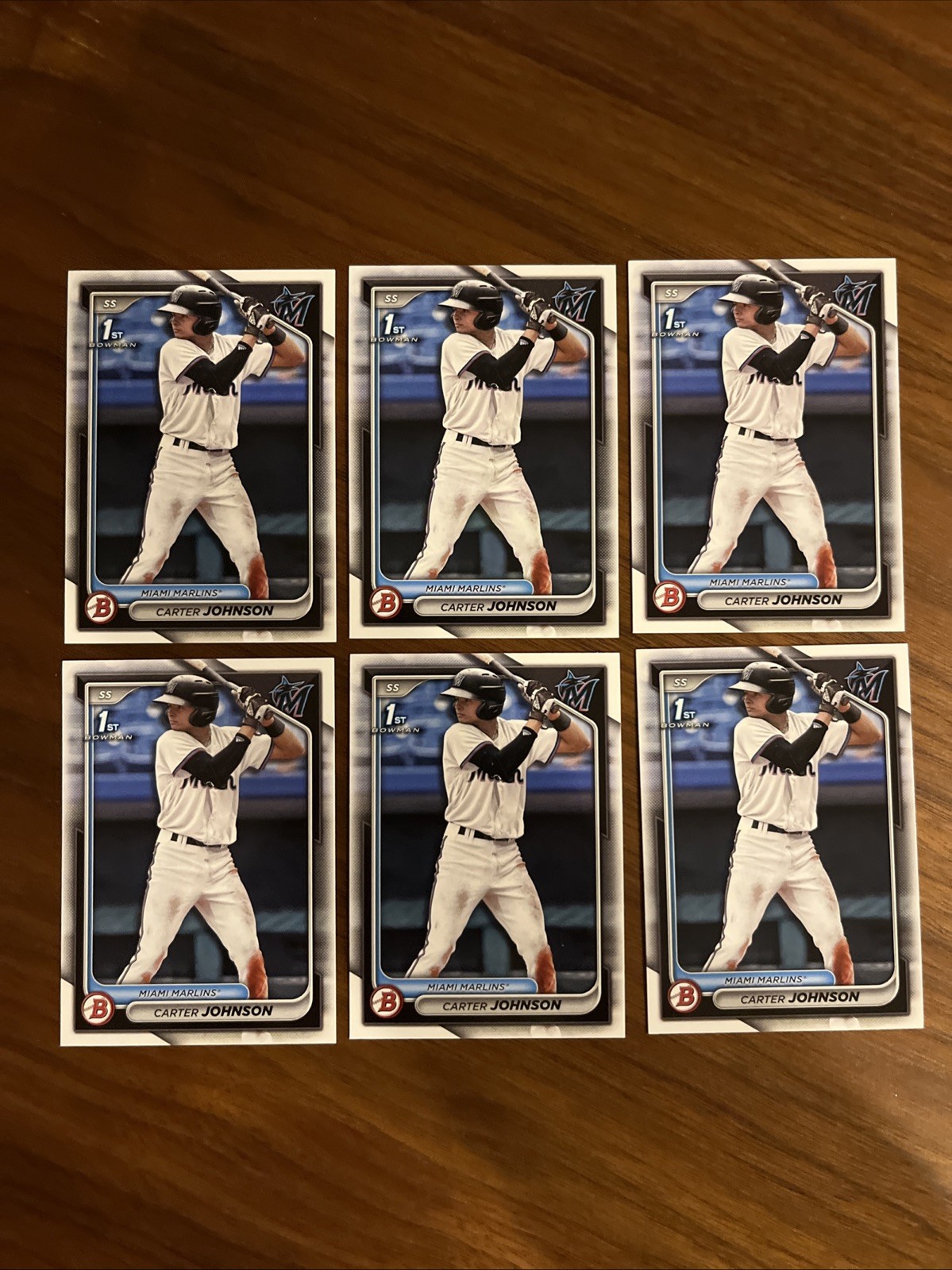 2024 Bowman Draft Paper Carter Johnson Miami Marlins #BD-12 6 Card Lot