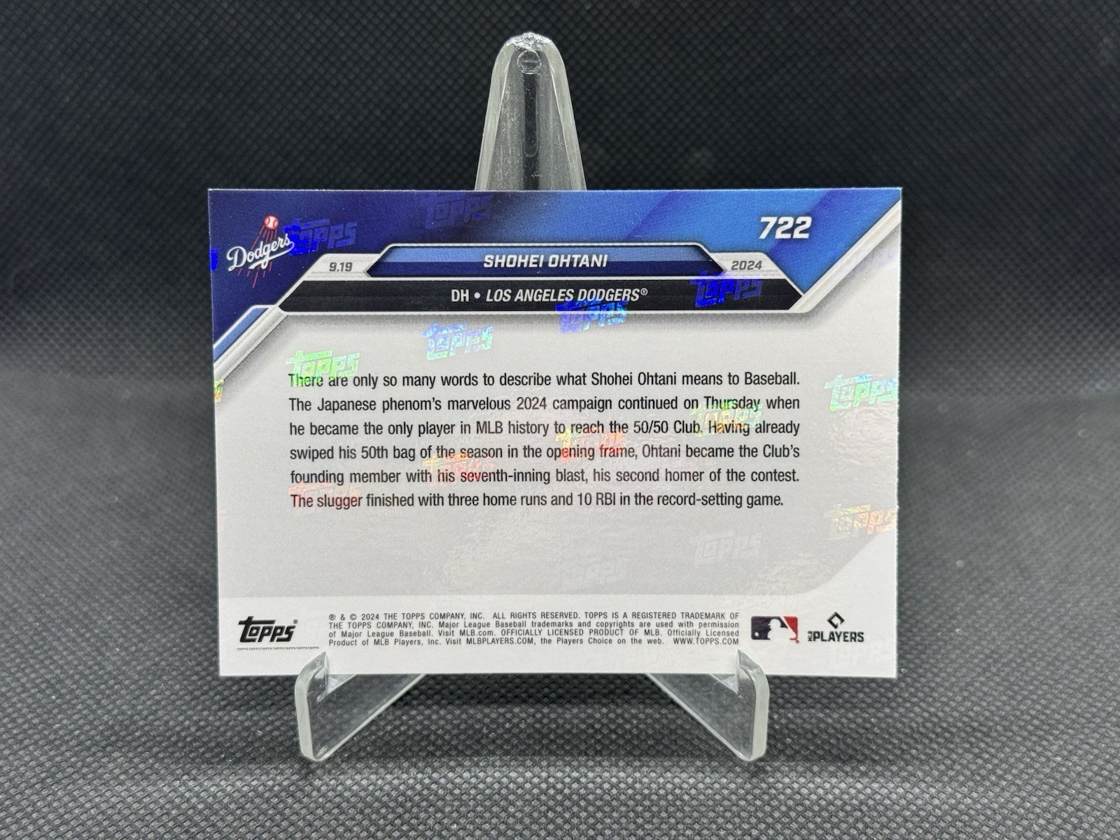 2024 Topps Now – Shohei Ohtani #722 1st 50/50 Player in MLB History