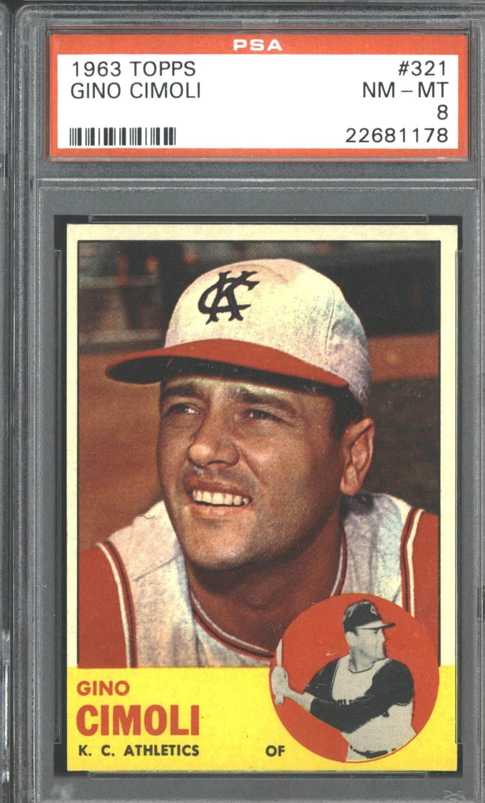 1963 Topps #321 Gino Cimoli – PSA 8