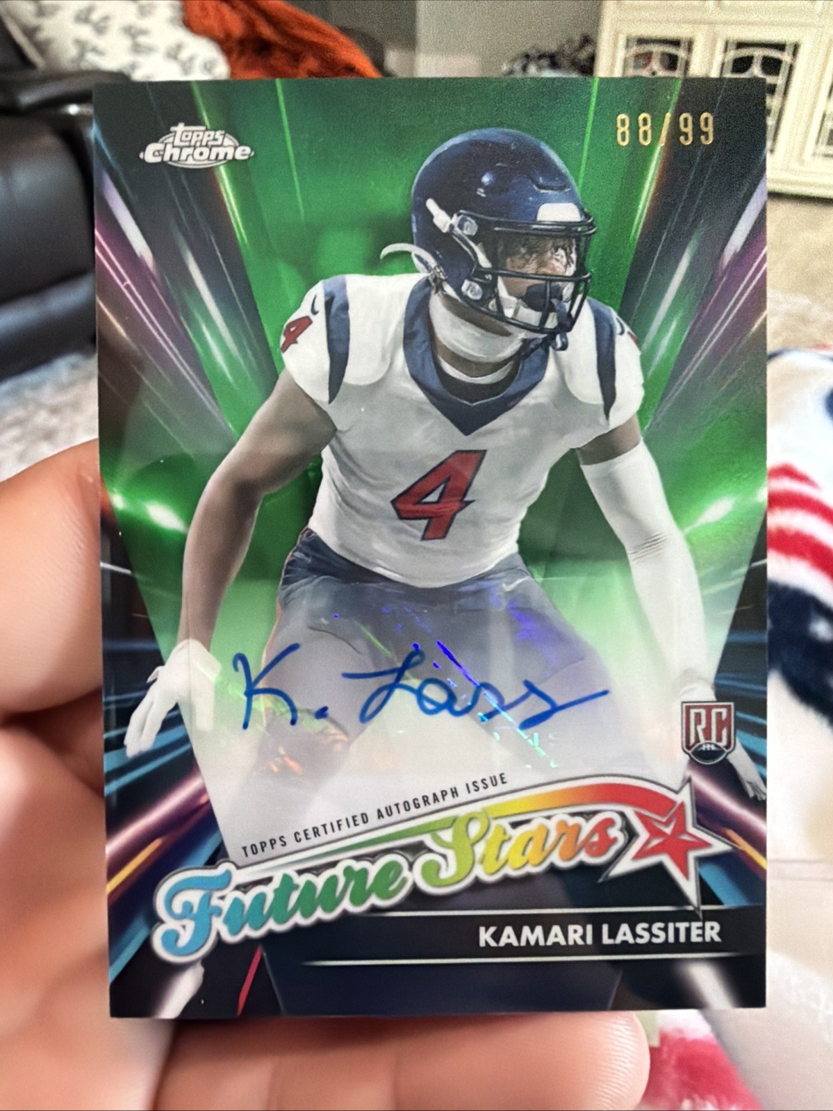 2024 Topps Chrome 💥Kamari Lassiter Rookie Auto Future Stars Green Refractor /99