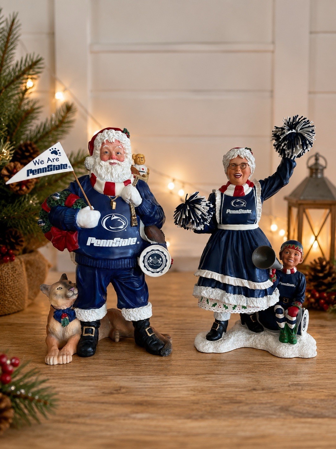 Danbury Mint PENN STATE Nittany Lions SANTA & MRS CLAUS Christmas Figures: NCAA