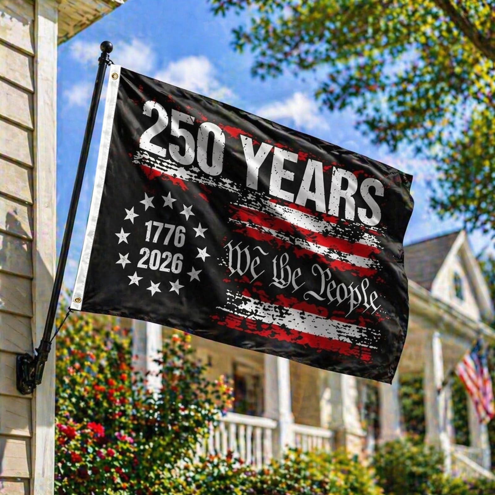 250th Anniversary USA Flag,250 Year American 3×5 Ft, Black