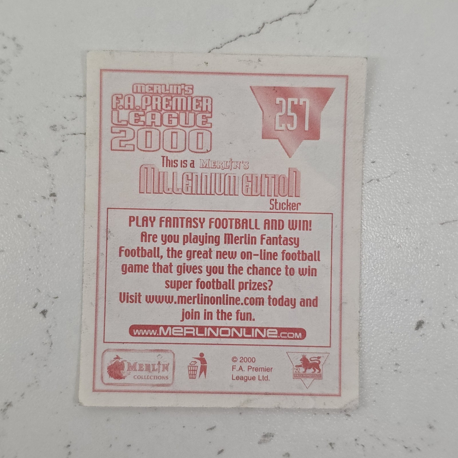 5 Merlin Premier League 2000 Football Stickers Loose Non-Stuck Liverpool Bundle