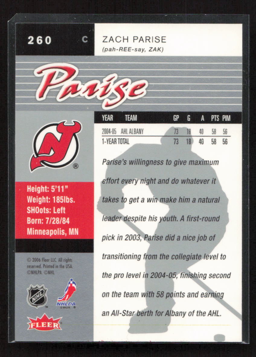 2005-06 Ultra #260 Zach Parise Rookie RC