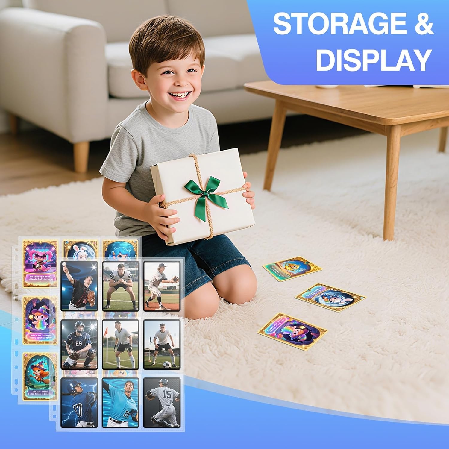 20-pack Trading Card Sleeve Pages 9-pocket Binder Sheets for Sports Game Cards