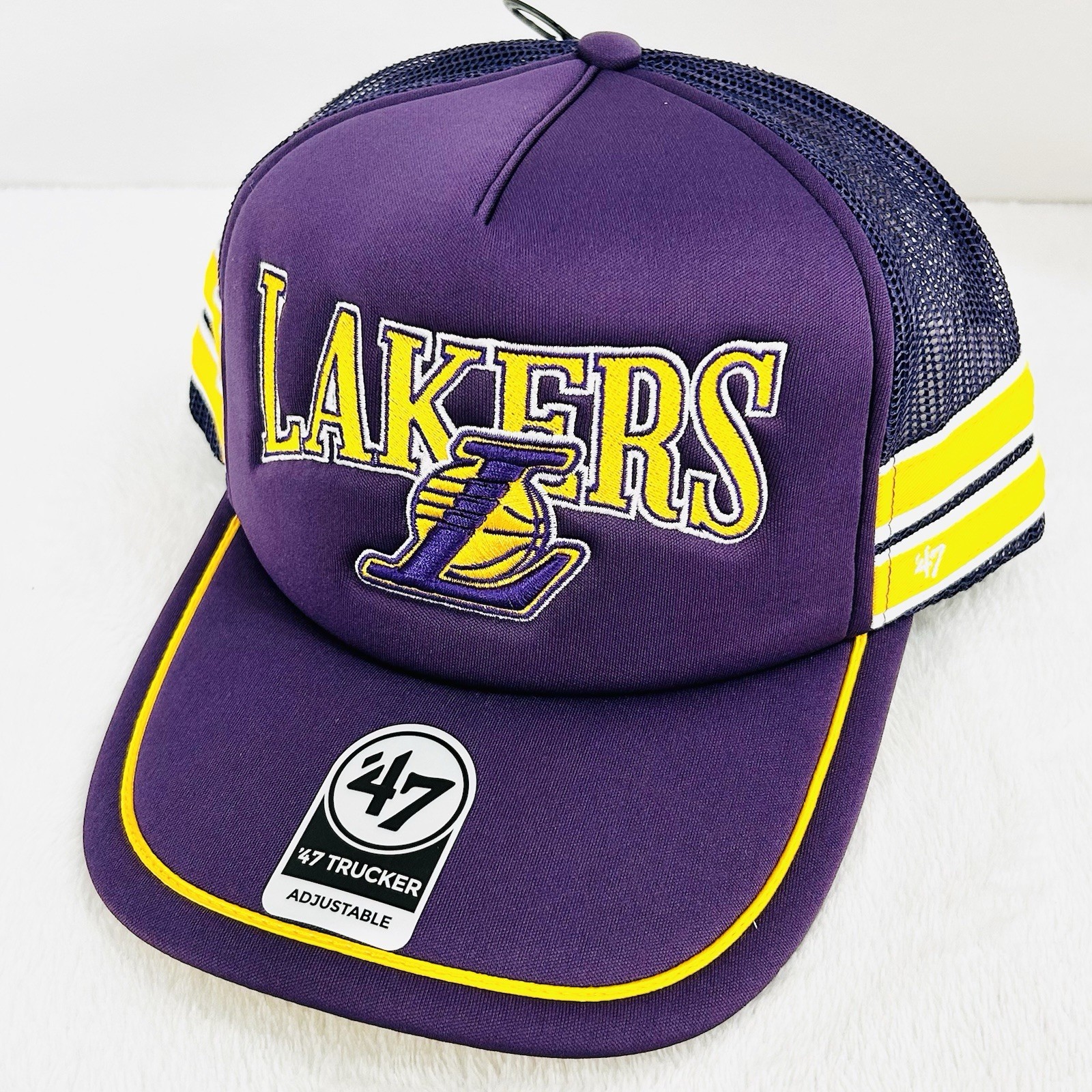 Los Angeles Lakers ’47 Brand Sideband Foam Trucker Hat Cap Snapback Adjustable