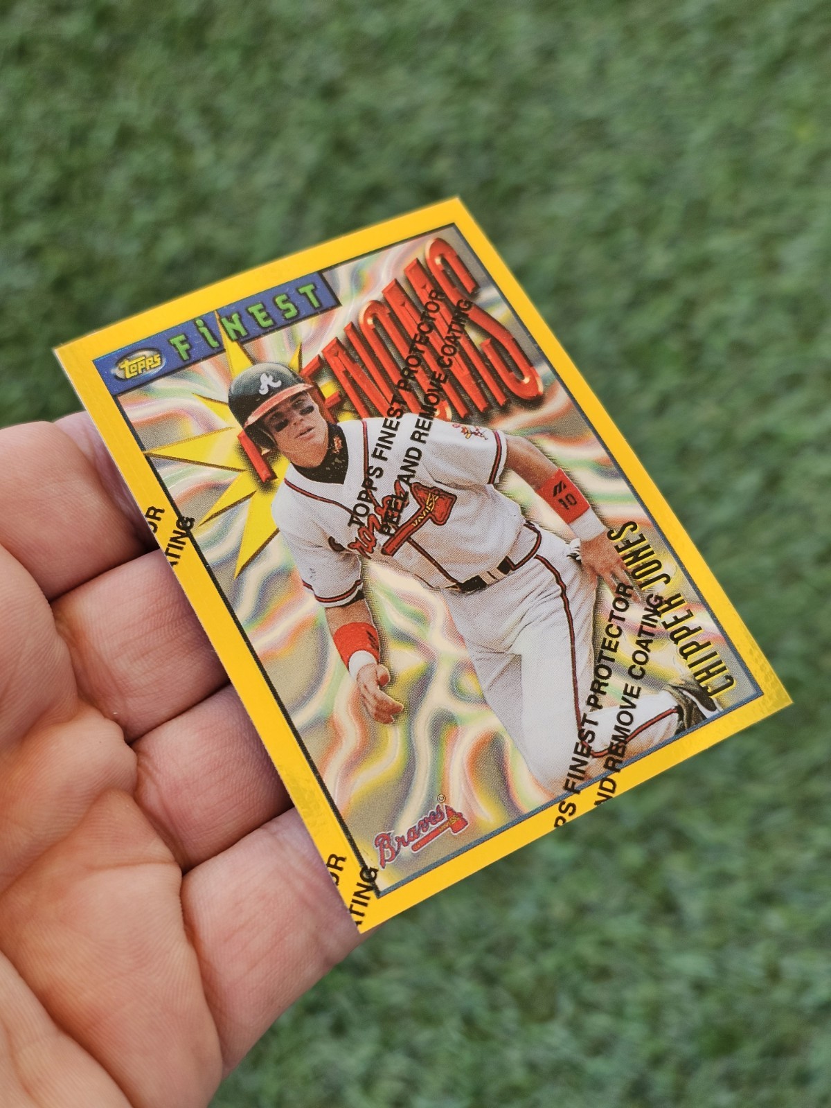 1996 96 Topps Finest Phenoms Chipper Jones GOLD RARE #141 + Protective Coating