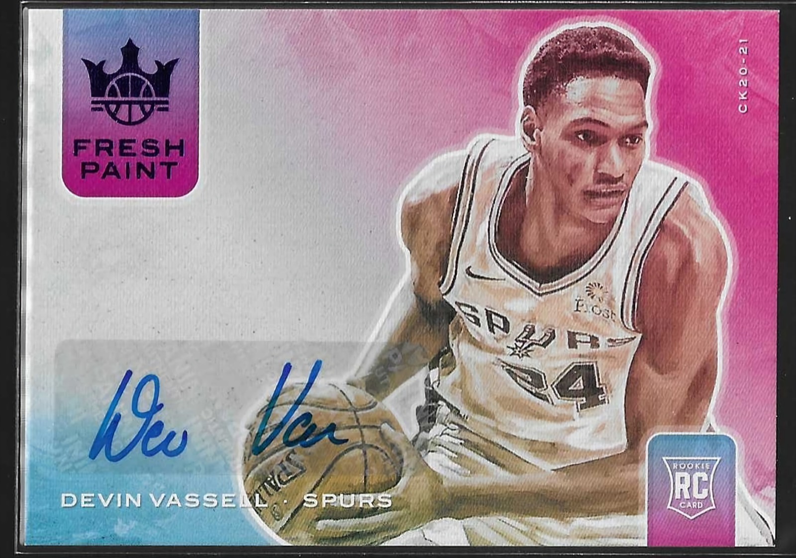 2020-21 Panini Court Kings Blue Fresh Paint Rookie Auto #FP-DVS Devin Vassell/25