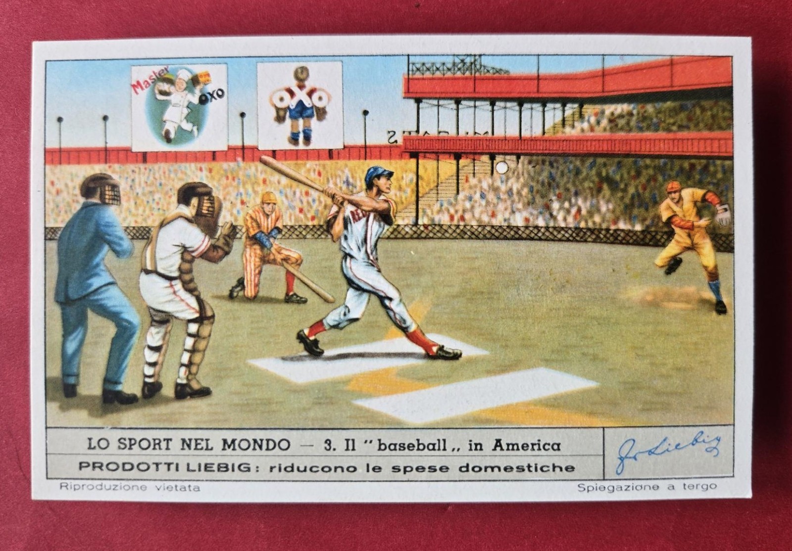 1951 Liebig Lo Sport Nel Mondo #3 Ted Williams Red Sox Milan Italy Baseball NM