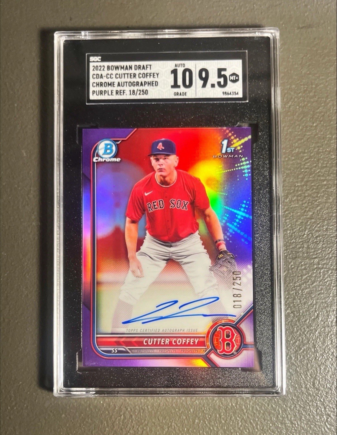 2022 Bowman Draft CUTTER COFFEY 1st Autograph Purple /250 SGC 9.5/10 CDA-CC