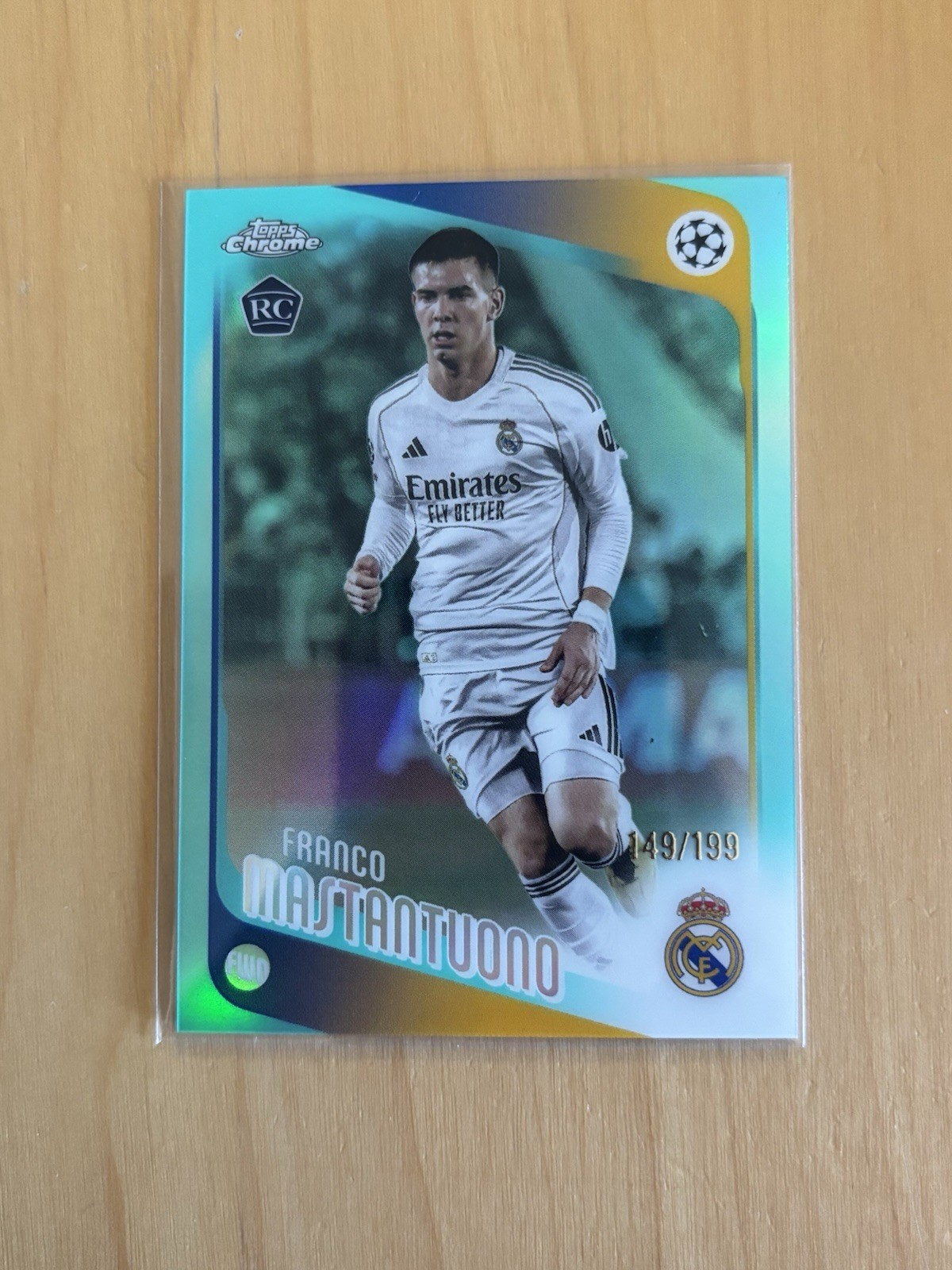 2025-26 topps franco mastantuono rc /199 Aqua Refractor Real Madrid
