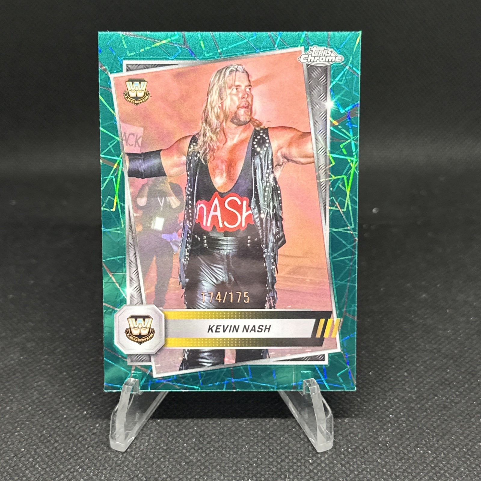 2025 Topps Chrome WWE Kevin Nash Teal Laser Refractor /175 #184