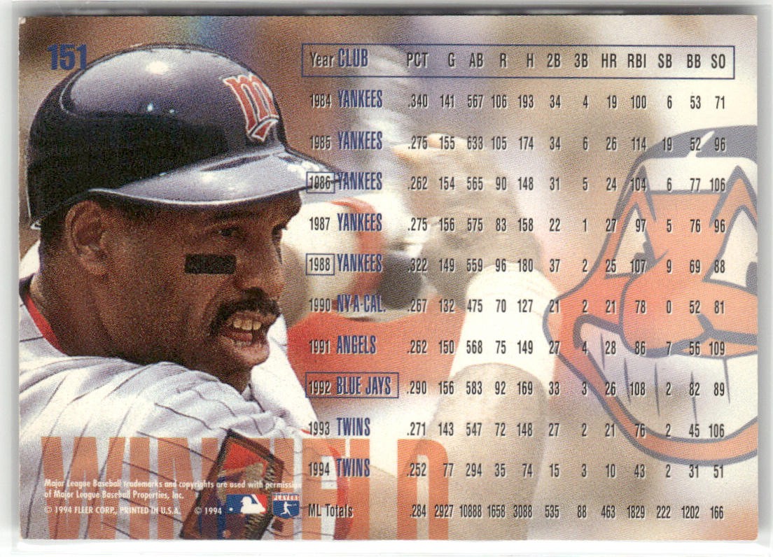 1995 FLEER #151 DAVE WINFIELD CLEVELAND INDIANS