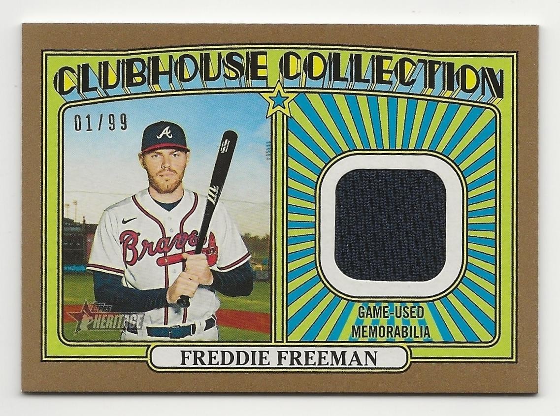 2021 Topps Heritage FREDDIE FREEMAN Clubhouse Collection Relic GOLD 01/99 Jersey