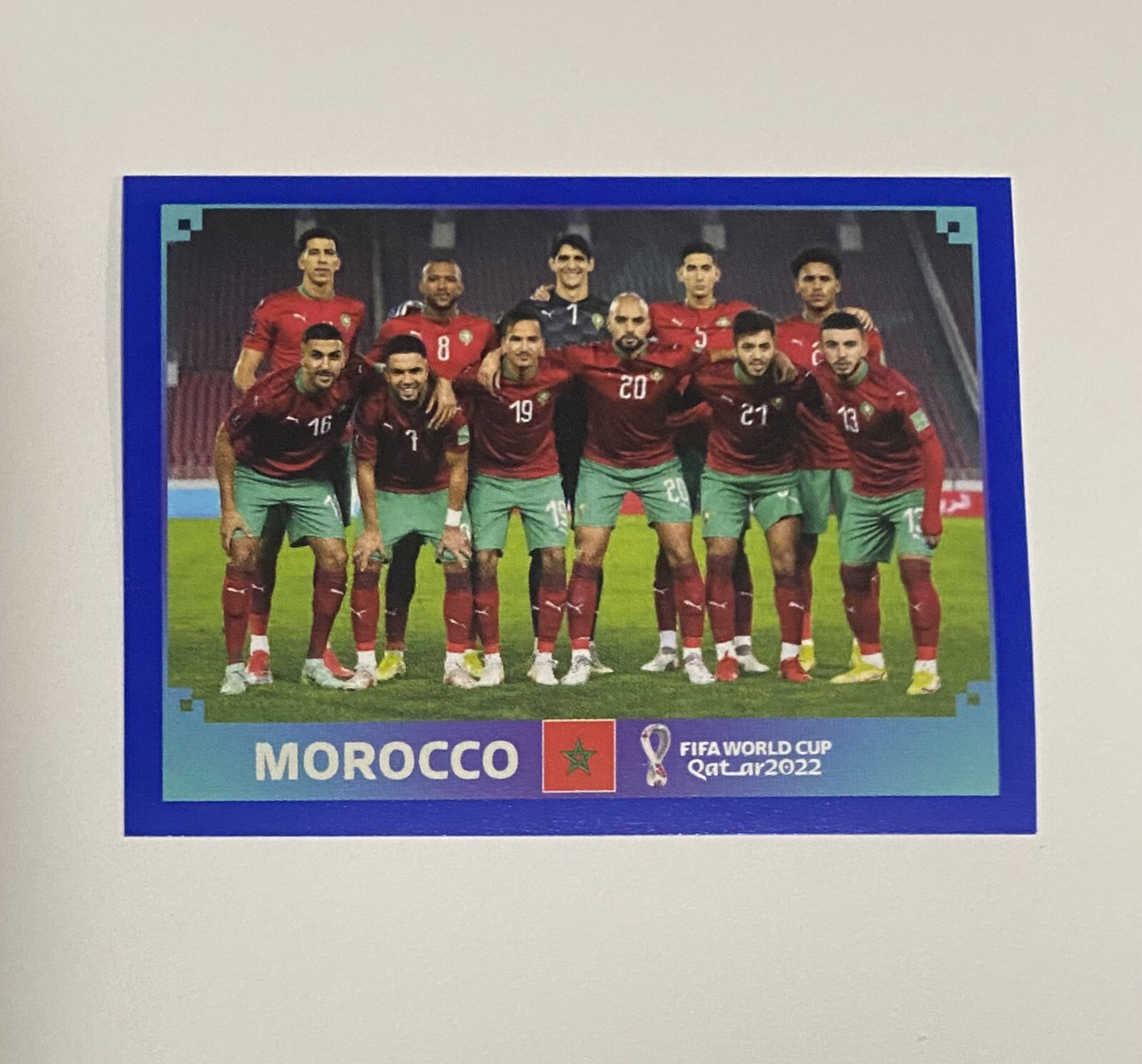 2022 Panini FIFA World Cup Sticker Blue Parallel Morocco Team #MAR1