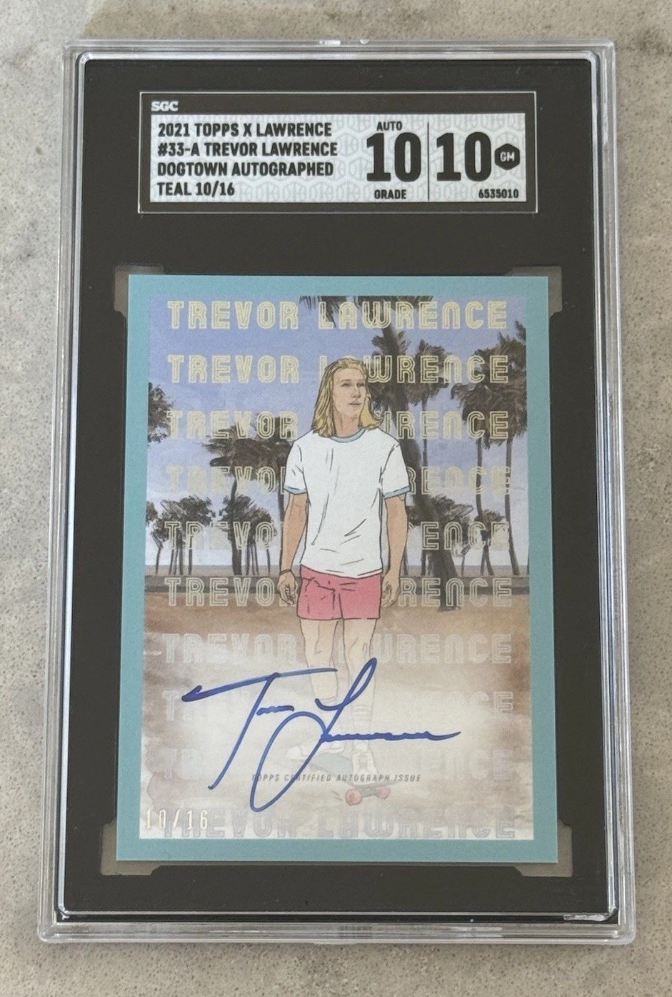 [GEM 10] /16 TREVOR LAWRENCE ROOKIE AUTO DOGTOWN [TEAL] 2021 Topps X Lawrence RC