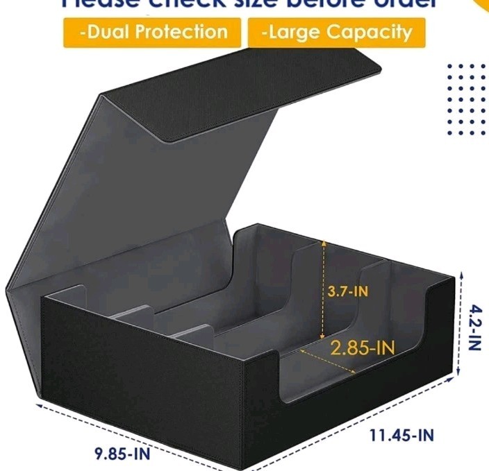 Trading Card Storage Box Large PU Leather Card Deck Case Magnetic Closure New