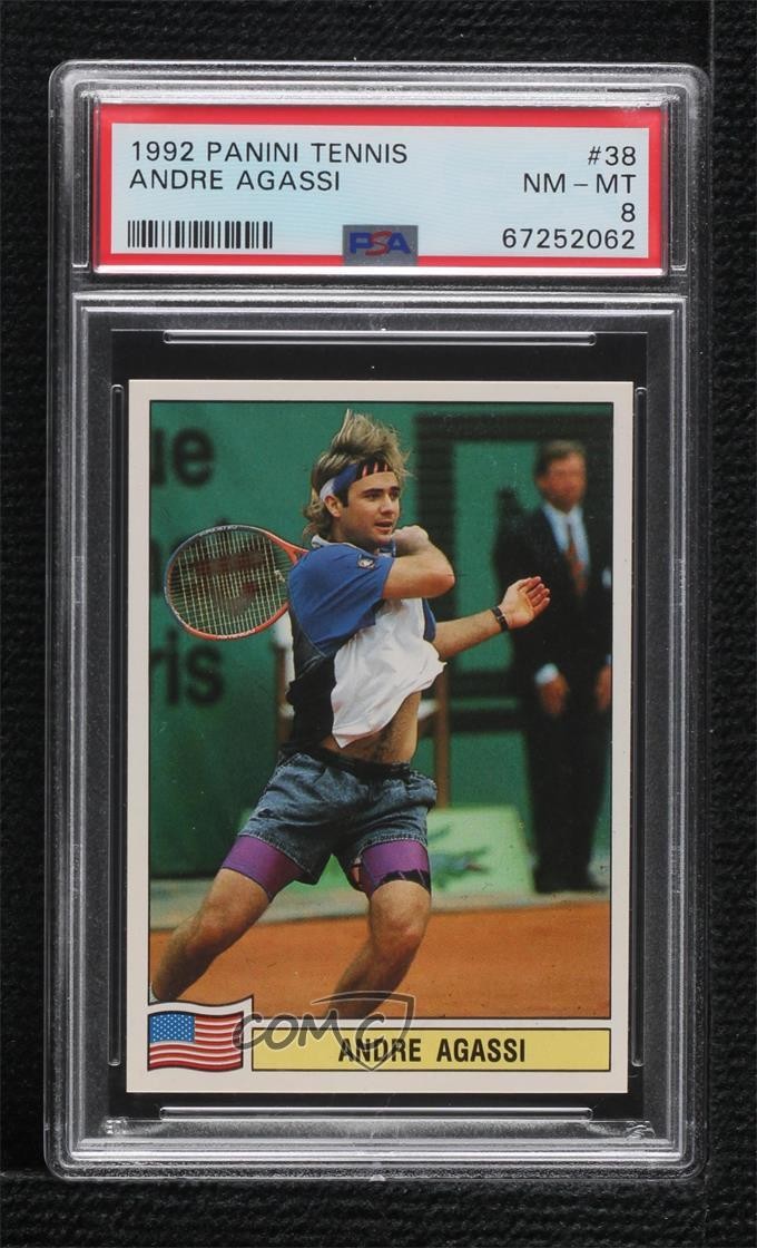 1994 Panini ATP Tour Tennis Stickers Andre Agassi #38 PSA 8 0r9h