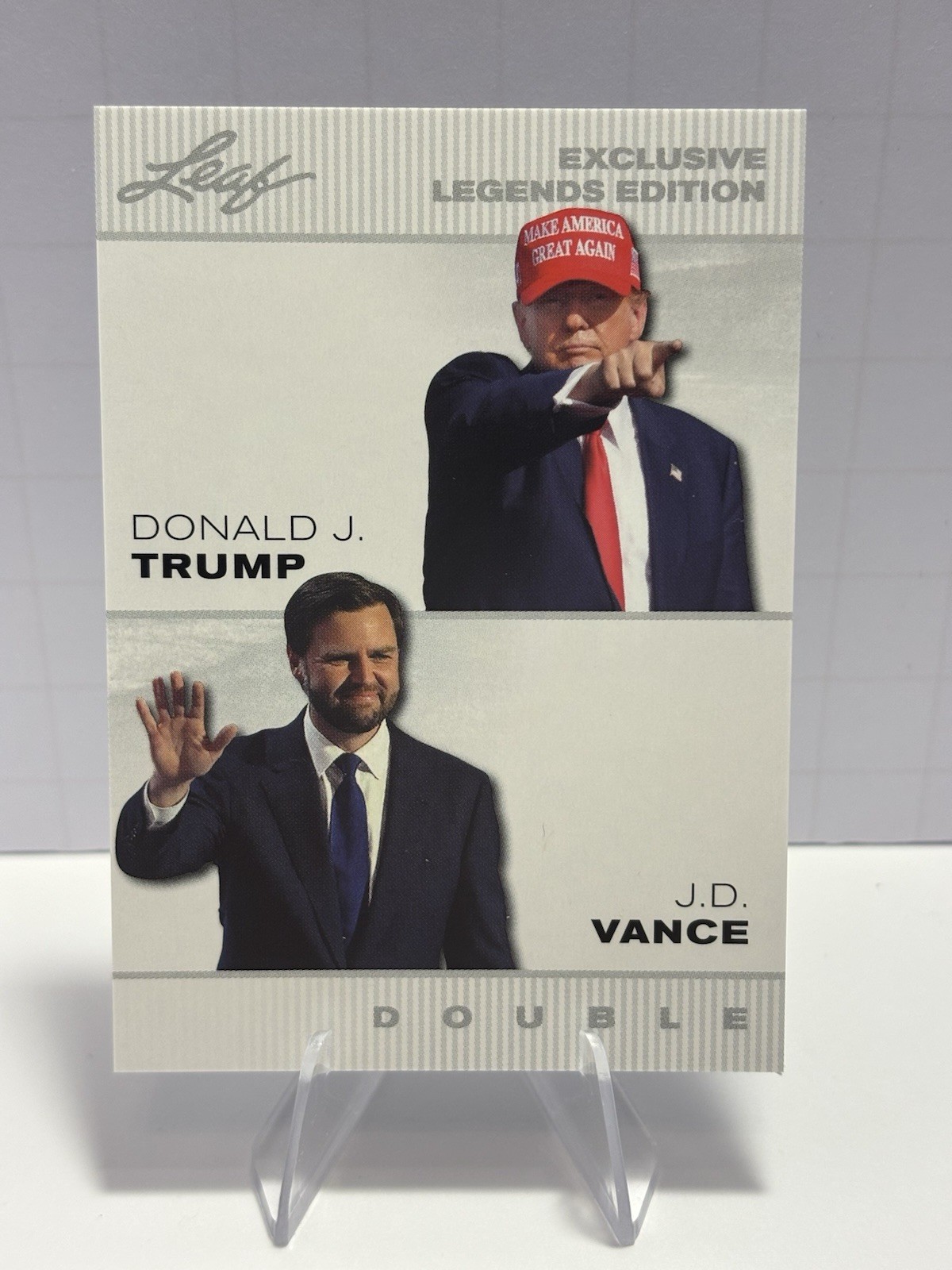 DONALD J. TRUMP * J.D. VANCE 2024 THE 47th POTUS LEAF LEGENDS DOUBLE CARD