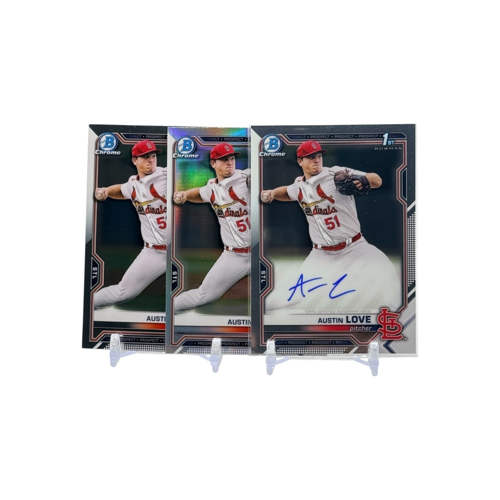 2021 Bowman Draft Austin Love Chrome 1st Bowman Lot – Auto + Refractor + Base