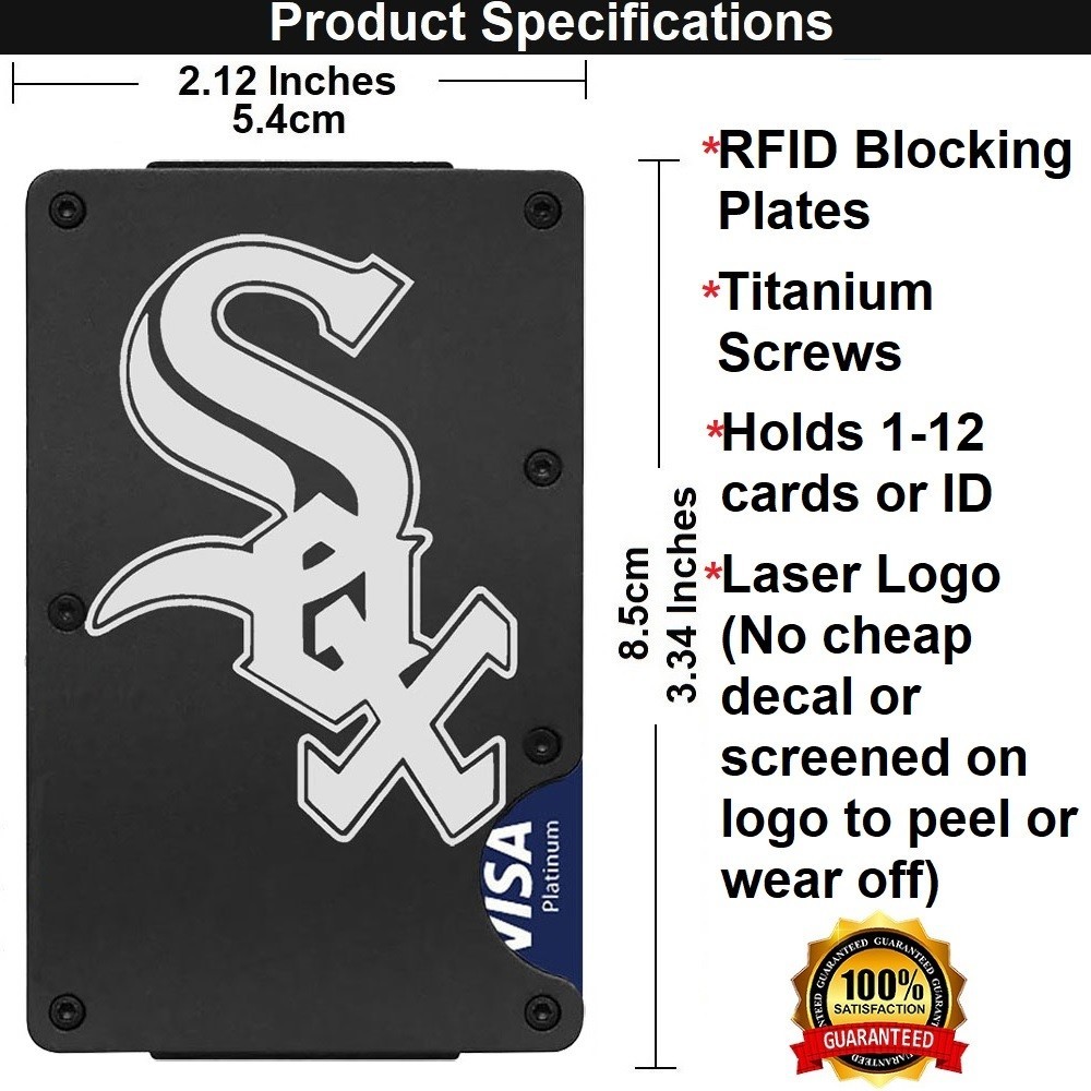 Chicago White Sox Engraved Titanium Carbon Fiber Black RFID Blocking Wallet D7