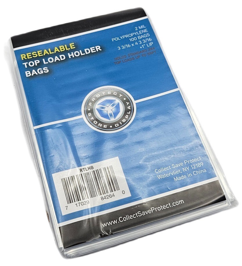 (100-Pack) CSP Resealable Topload Holder Bags – Bags Fit Single Toploaderss